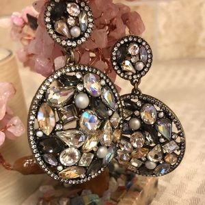 Multi stone circular disk hoop earrings